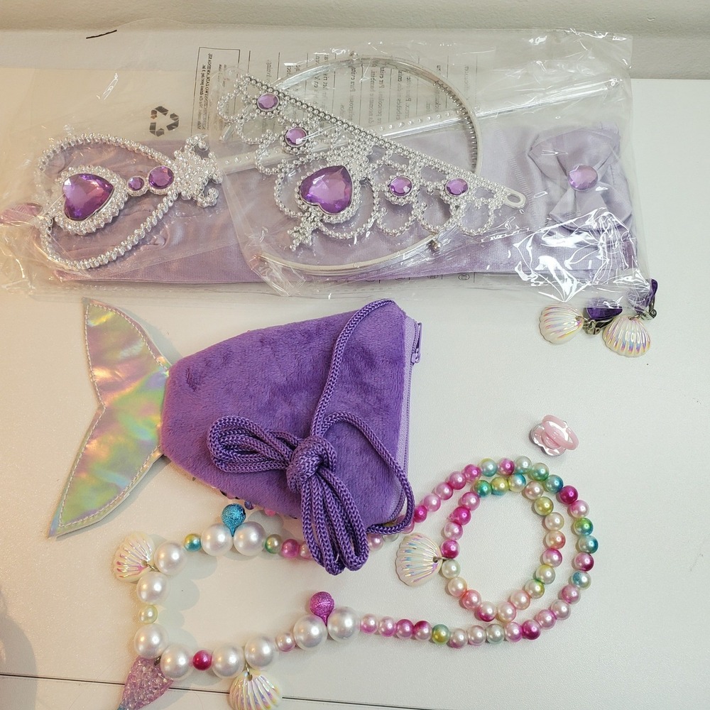 Spooktacular Creations Mermaid Costume Girls Medium 8-10 Purple Teal Red Wig NWT - Picture 4 of 8